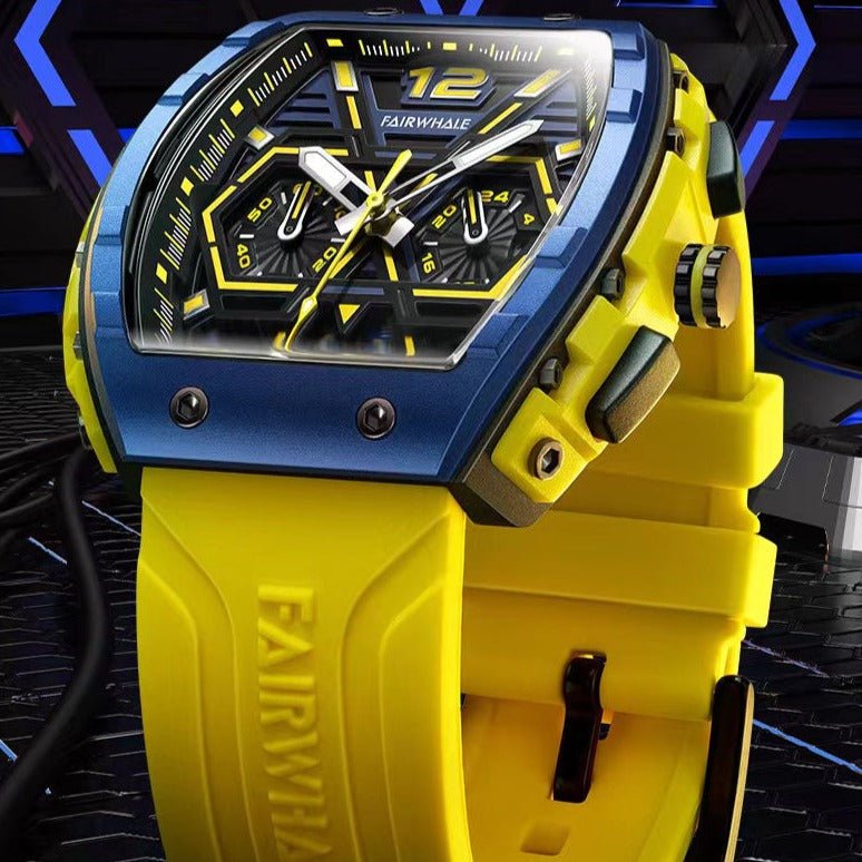 Nové luxusní vodotěsné hodinky s víceručičkovým chronografem s gumovým páskem