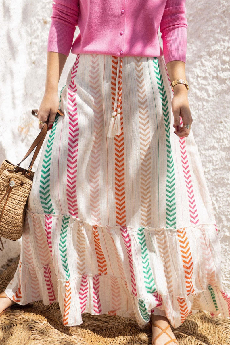 Dámské plážové ležérní šaty s elastickým pasem s etnickým potiskem