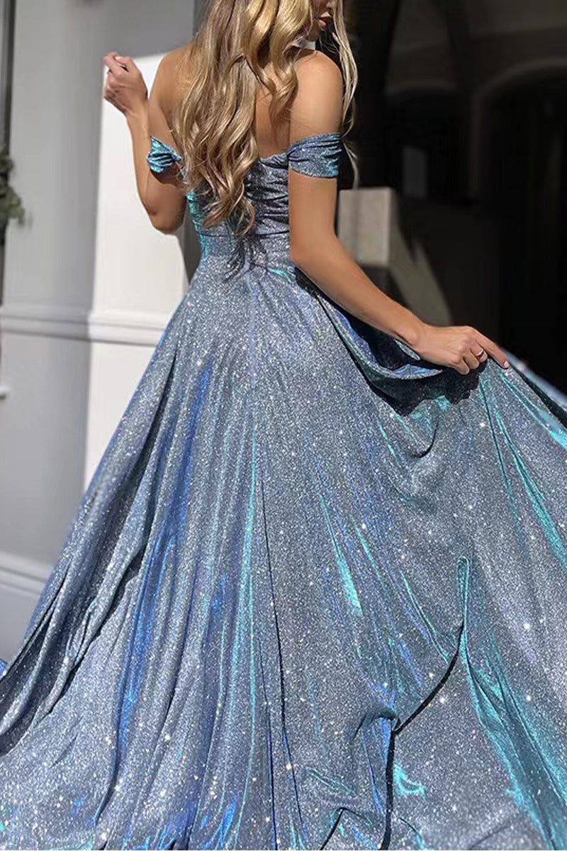 Sequin Tube Top Sexy Maxi šaty s rozparkem