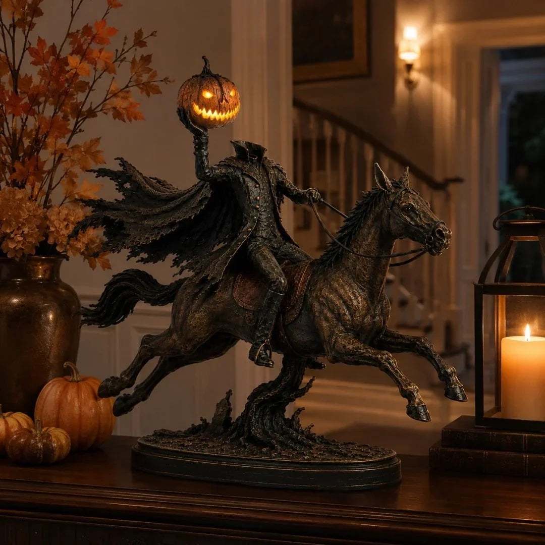 LED figurka Půlnoční honička Bezhlavý jezdec – Halloweenská dekorace