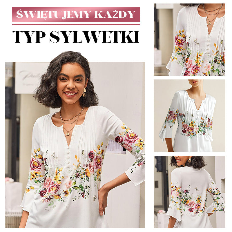 🌺 Dámská košile s potiskem a výstřihem do V✨