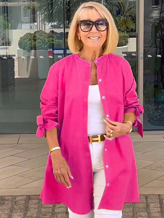 🌸Dlouhé jednobarevné bavlněné bundy pro ženy-TAB