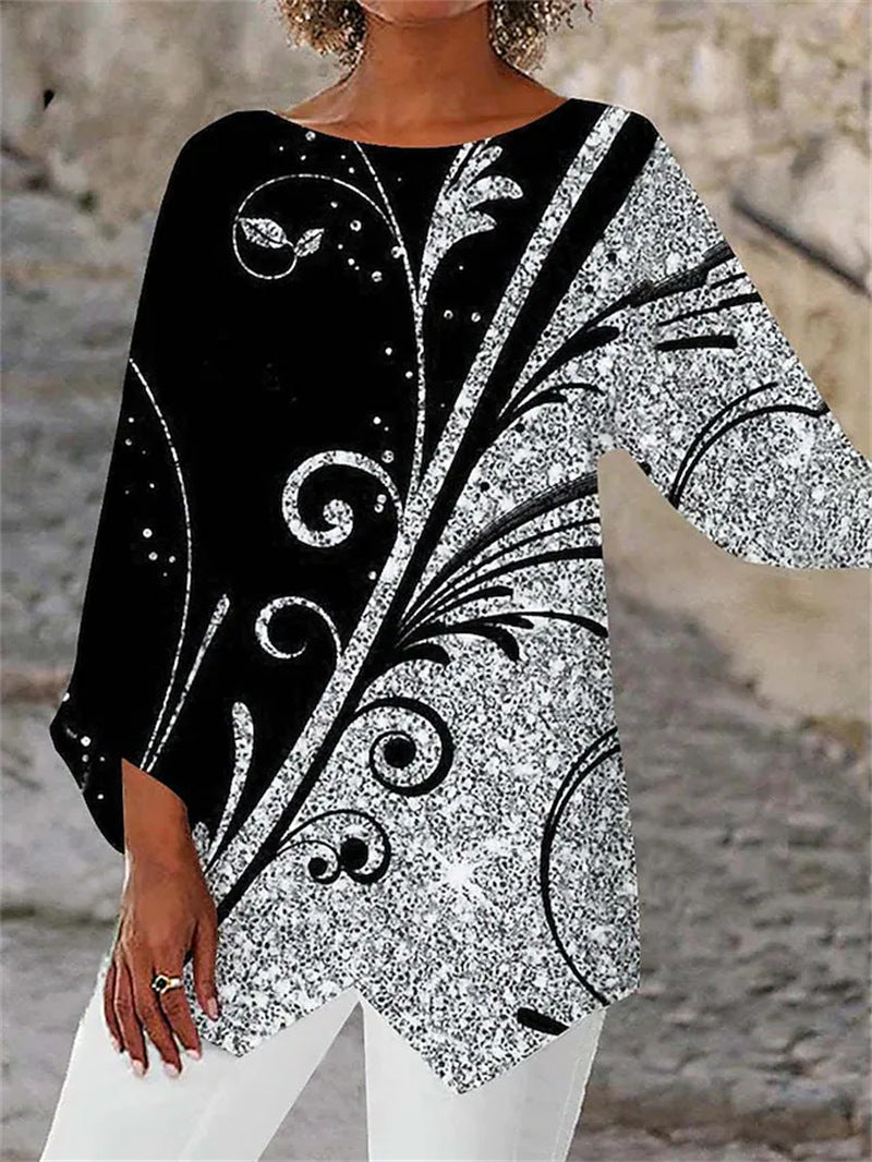 [S-5XL]Nové tričko s dlouhým rukávem a kulatým výstřihem s potiskem 2025