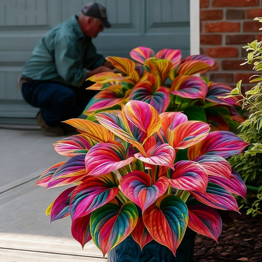 🌈🔥 Limitovaná edice host s duhovým plamenem - vzácné vícebarevné listy, exkluzivně v našem obchodě 🌸