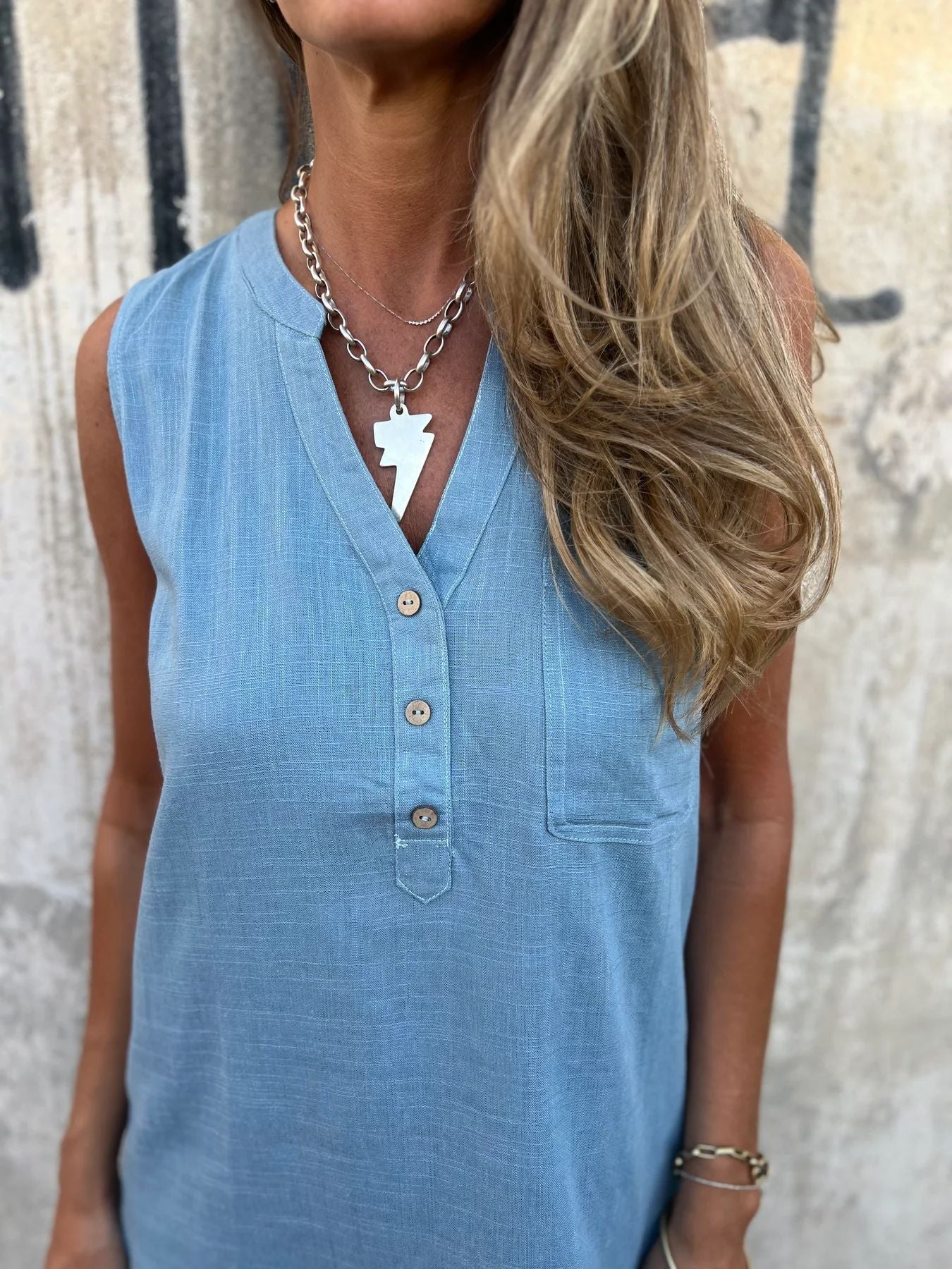 Dámské jednobarevné šaty z bavlny a lnu