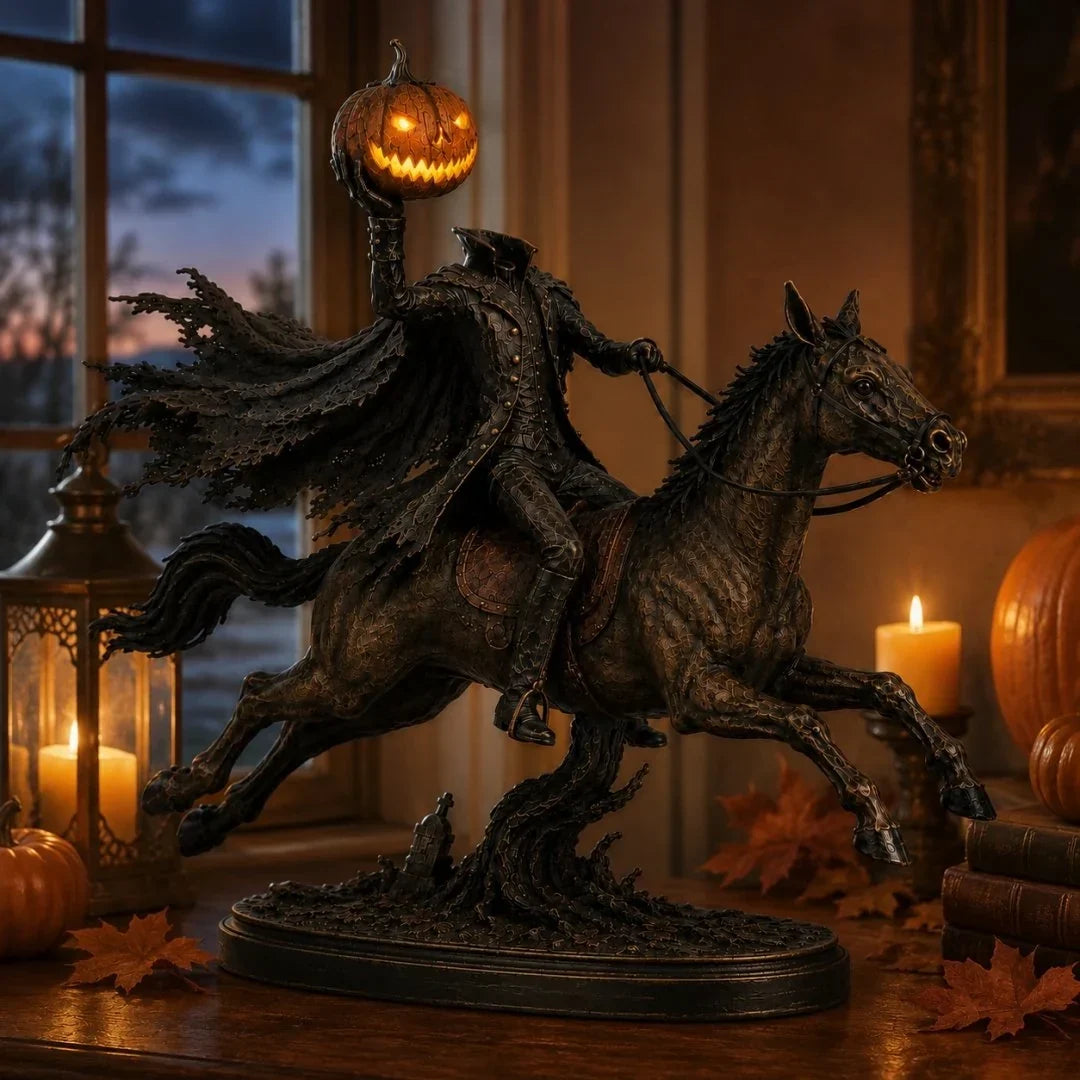 LED figurka Půlnoční honička Bezhlavý jezdec – Halloweenská dekorace