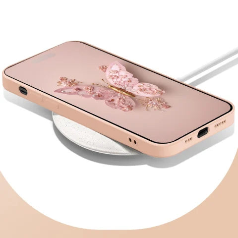 Ploché skleněné pouzdro s 3D vzorem motýla, kompatibilní s iPhone