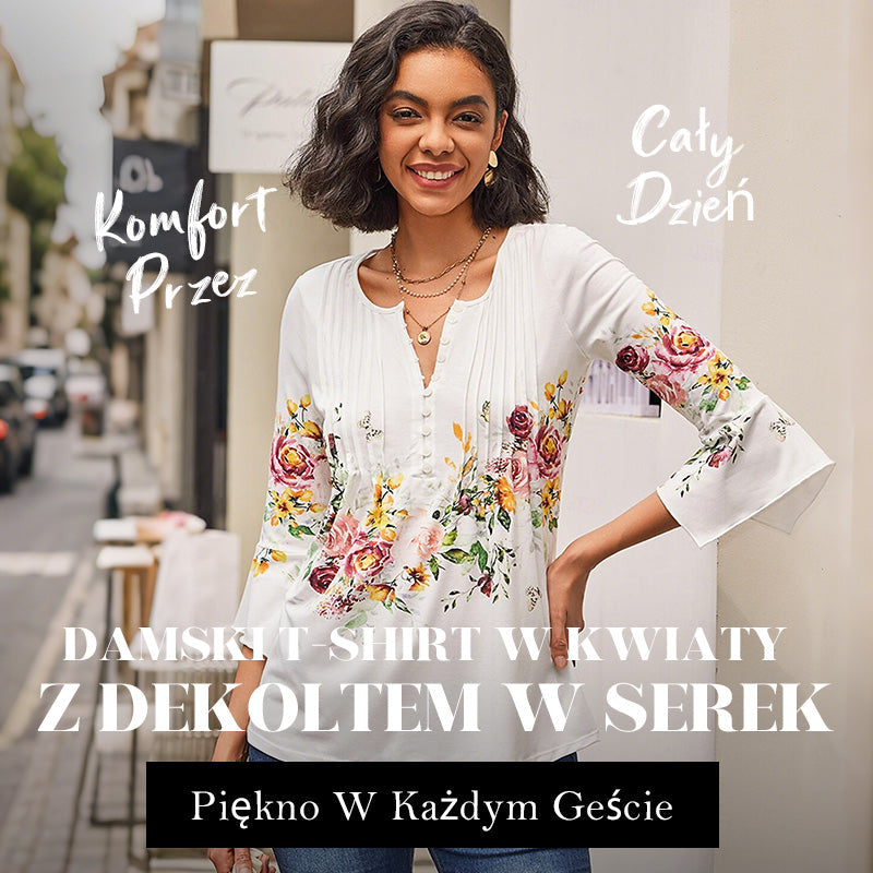 🌺 Dámská košile s potiskem a výstřihem do V✨