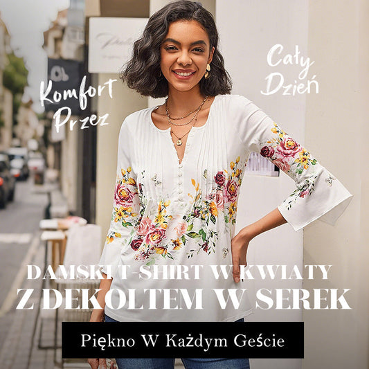 🌺 Dámská košile s potiskem a výstřihem do V✨