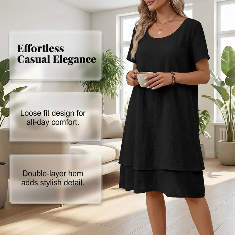 Dámské volné šaty s krátkým rukávem v ležérním stylu