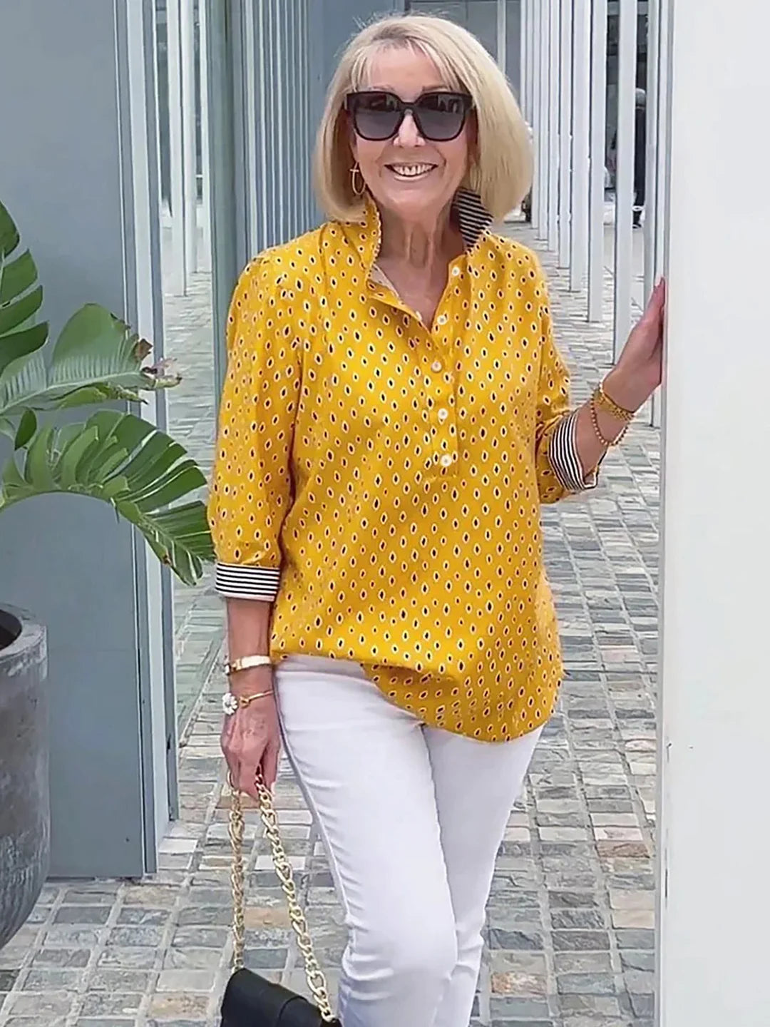 🌈2025 Košile se stojatým límečkem a 3/4 rukávem