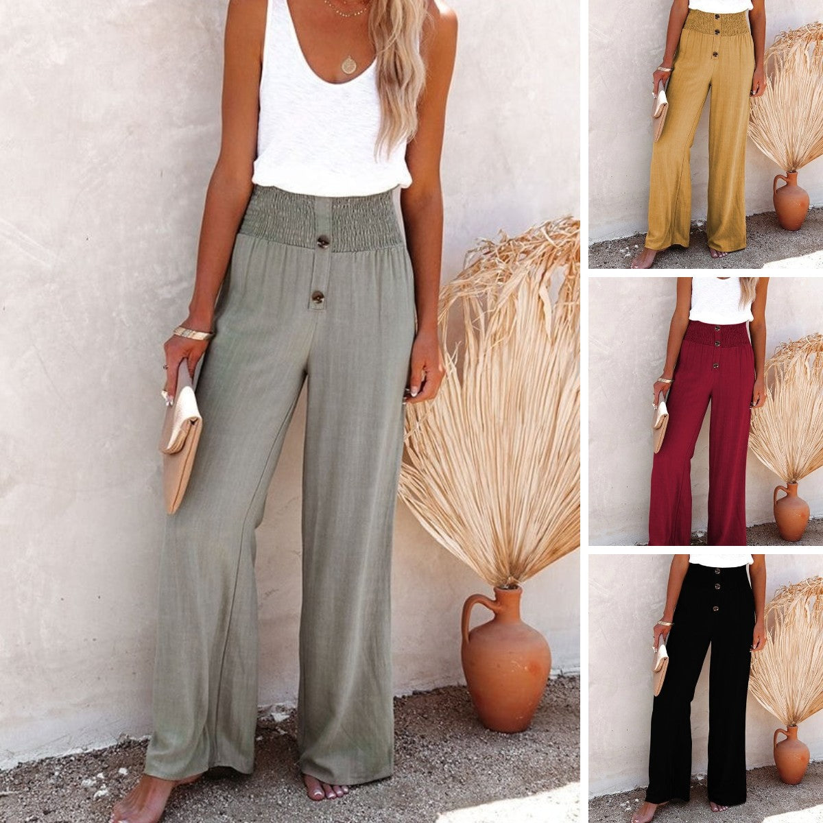 😍Dámské plátěné kalhoty s vysokým pasem