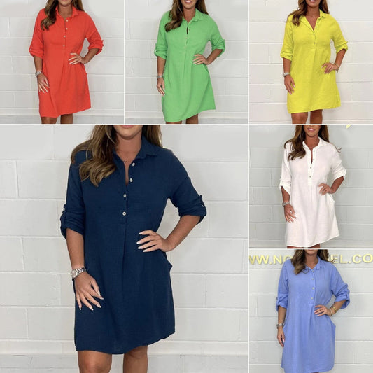 💝Dámské letní košilové šaty větší velikosti