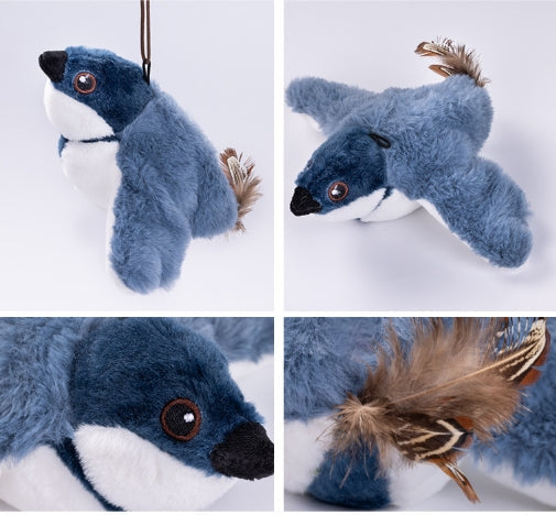 😻 Realistická vrabčí hračka pro kočky – Dobíjecí cvrlikající a mávající ptáček 🐦