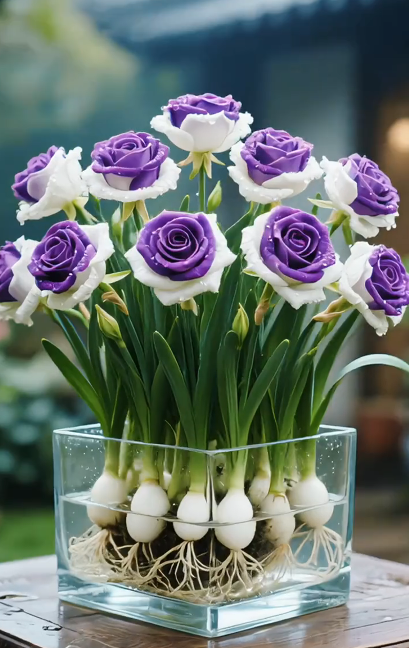 🌈Hydroponické, vzácné, dvoubarevné cibulky růží: barevný zázrak přírody 🌹