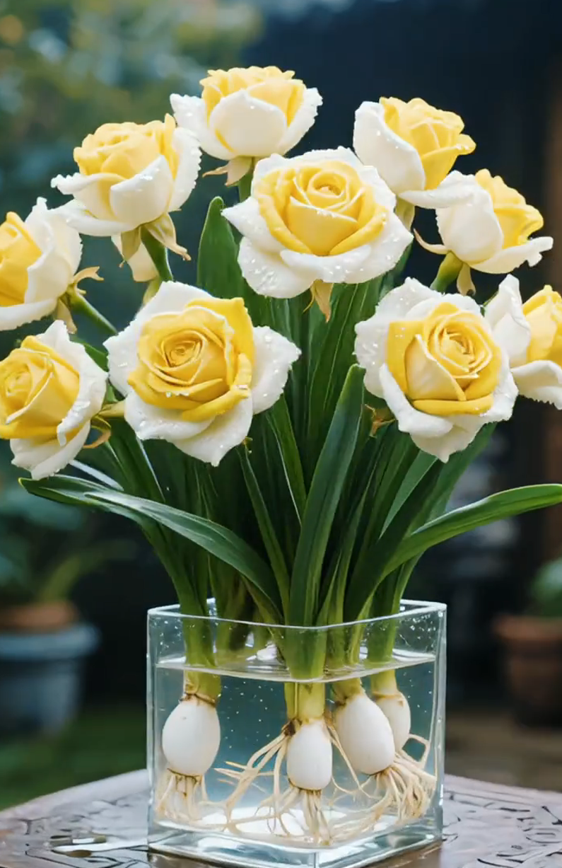 🌈Hydroponické, vzácné, dvoubarevné cibulky růží: barevný zázrak přírody 🌹