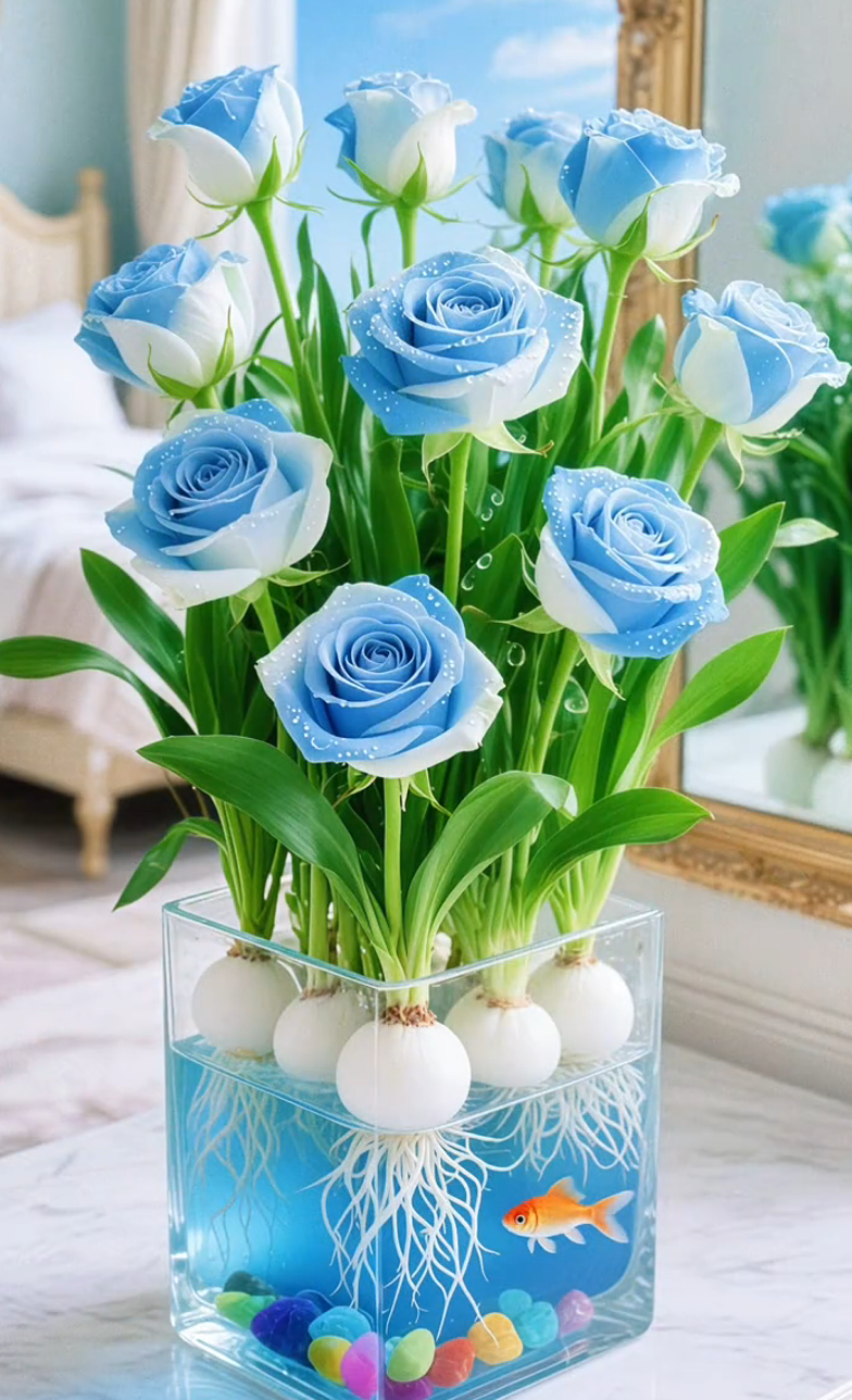 🌈Hydroponické, vzácné, dvoubarevné cibulky růží: barevný zázrak přírody 🌹