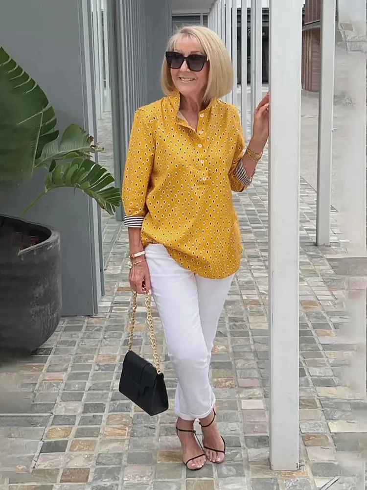 🌈2025 Košile se stojatým límečkem a 3/4 rukávem