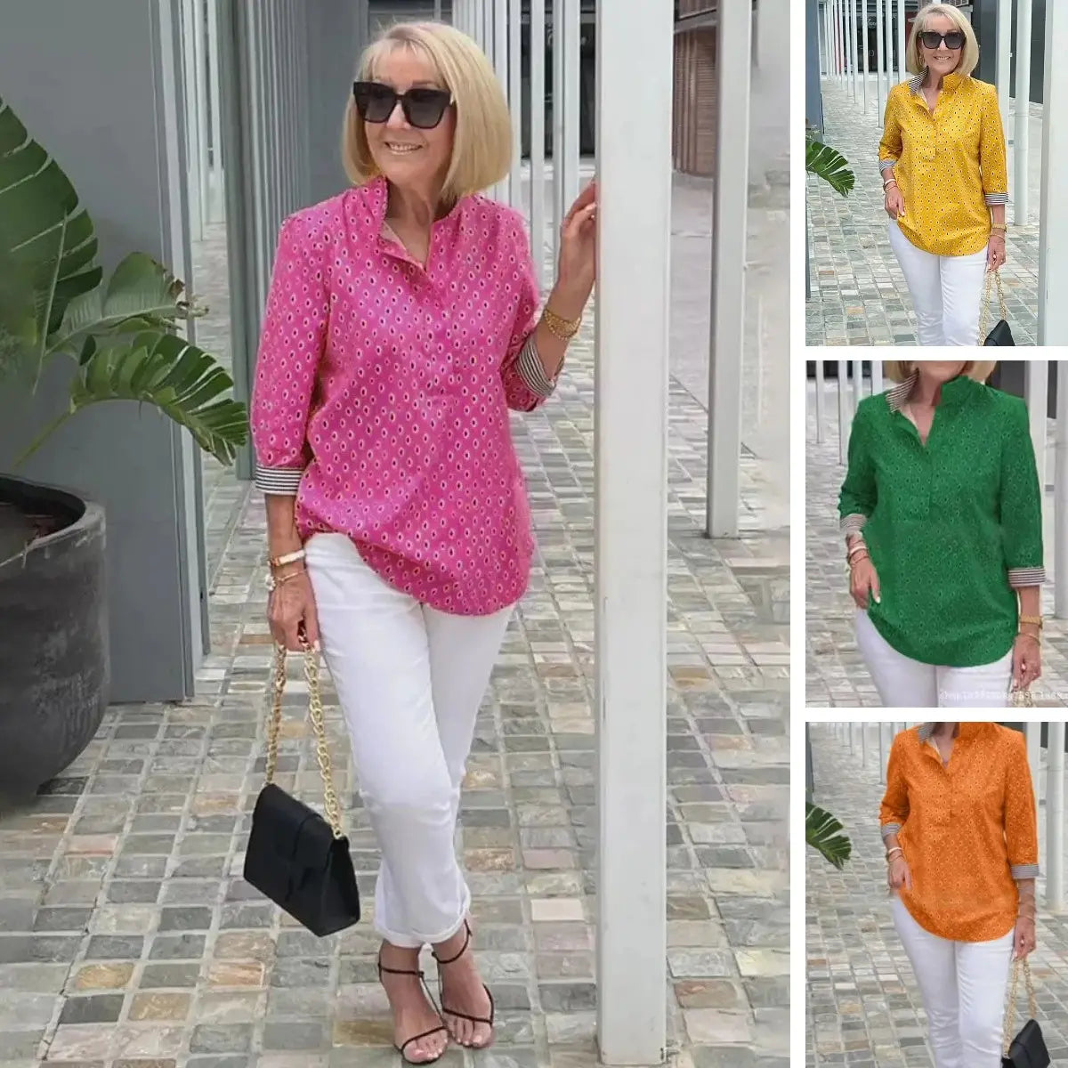 🌈2025 Košile se stojatým límečkem a 3/4 rukávem