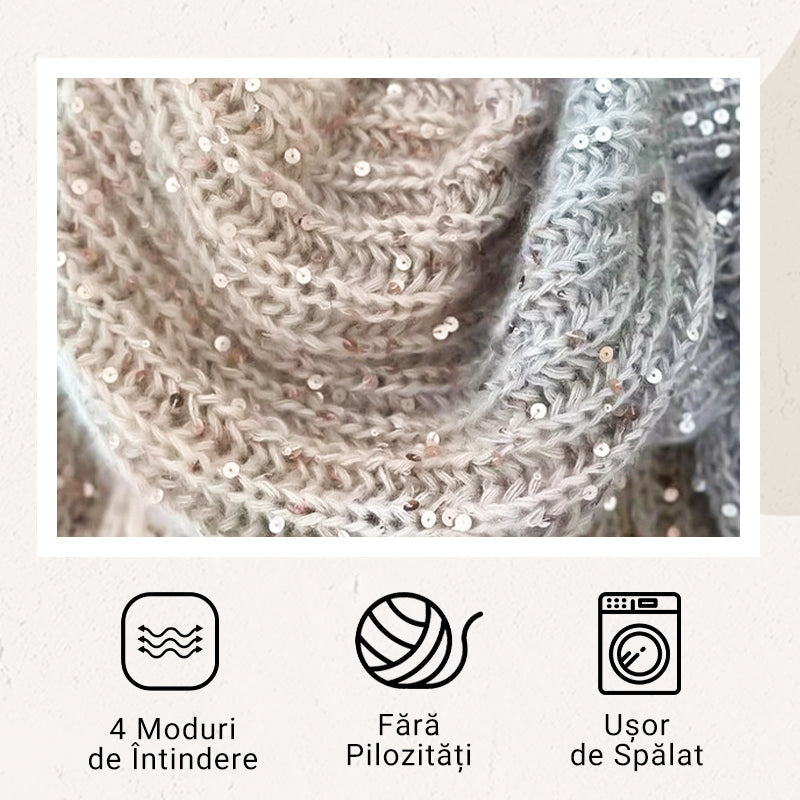 【✨Nové přírůstky 2025】🌈Dámský flitrový pletený svetr s celopropínacím zipem