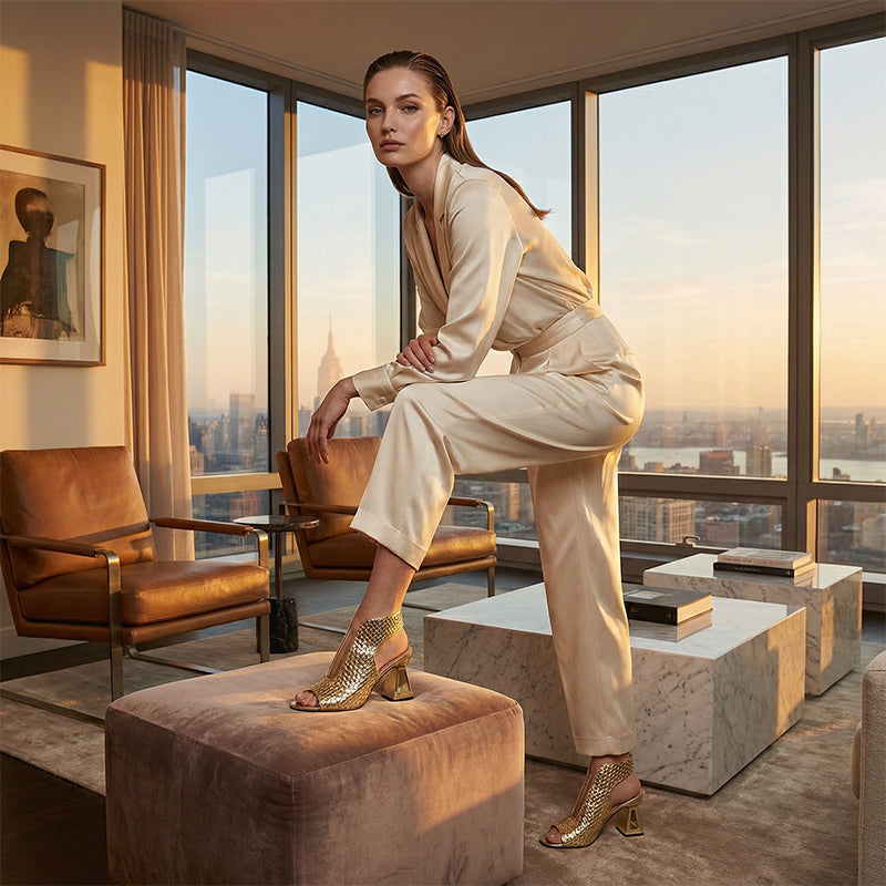 🏖️👠Elegantní dámské sandály na vysokém podpatku s otevřenou špičkou – Štíhlé nohy, pohodlná chůze 👡