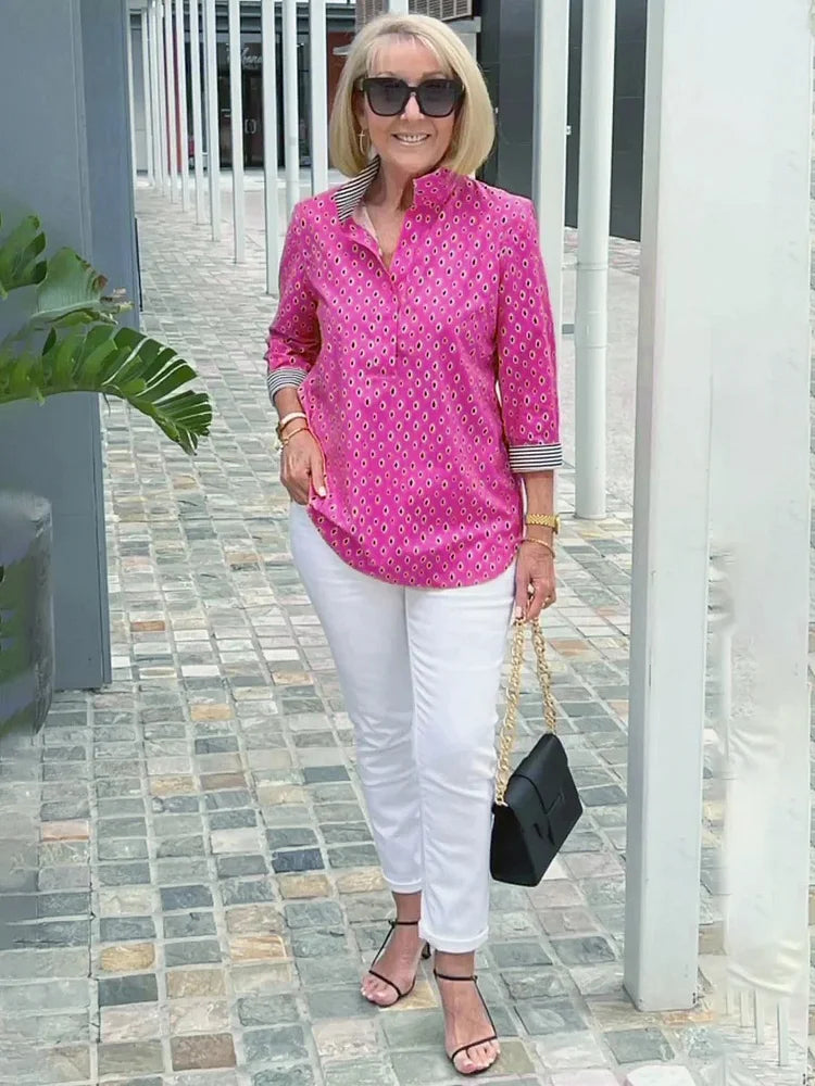 🌈2025 Košile se stojatým límečkem a 3/4 rukávem