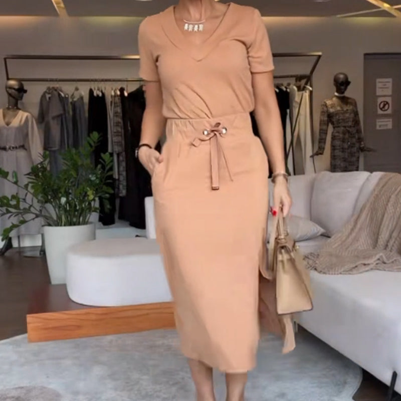 🌸Jarní výprodej🌸Dámský top a sukně s výstřihem do V