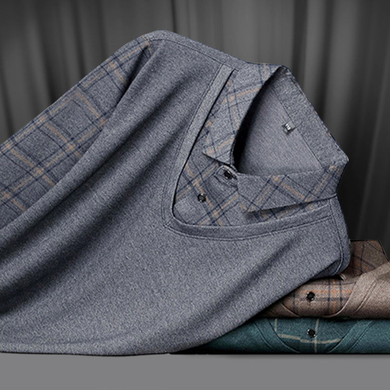 Falešný dlouhý rukáv pánské dva kusy Stand Up límec košile