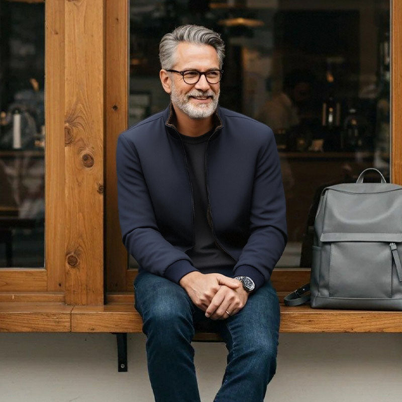 Pánská jednobarevná teplá bunda na zip –💪Odolná proti zmačkání, větru, dešti a sněhu!