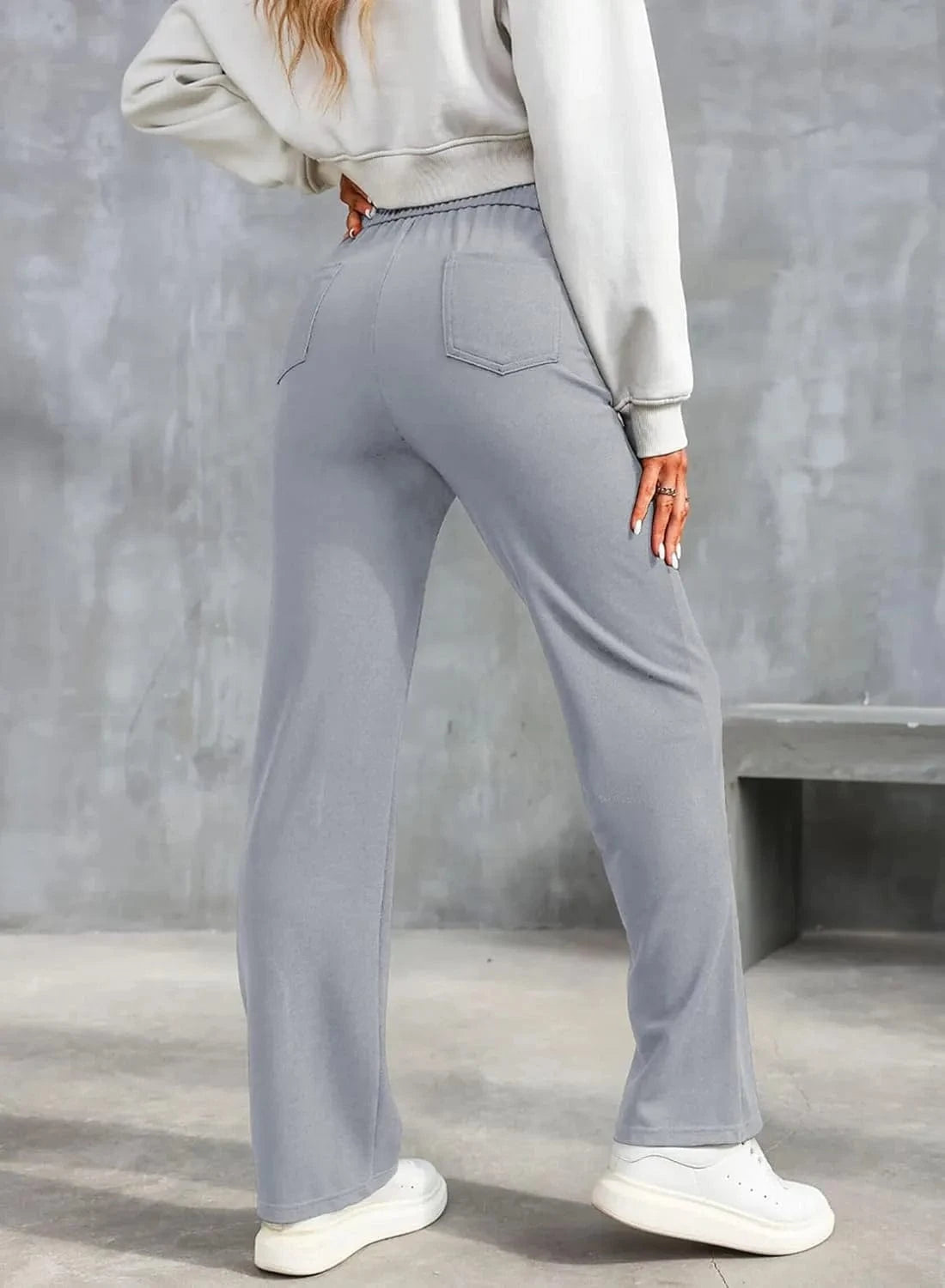 Elastické kalhoty pro volný čas s vysokým pasem