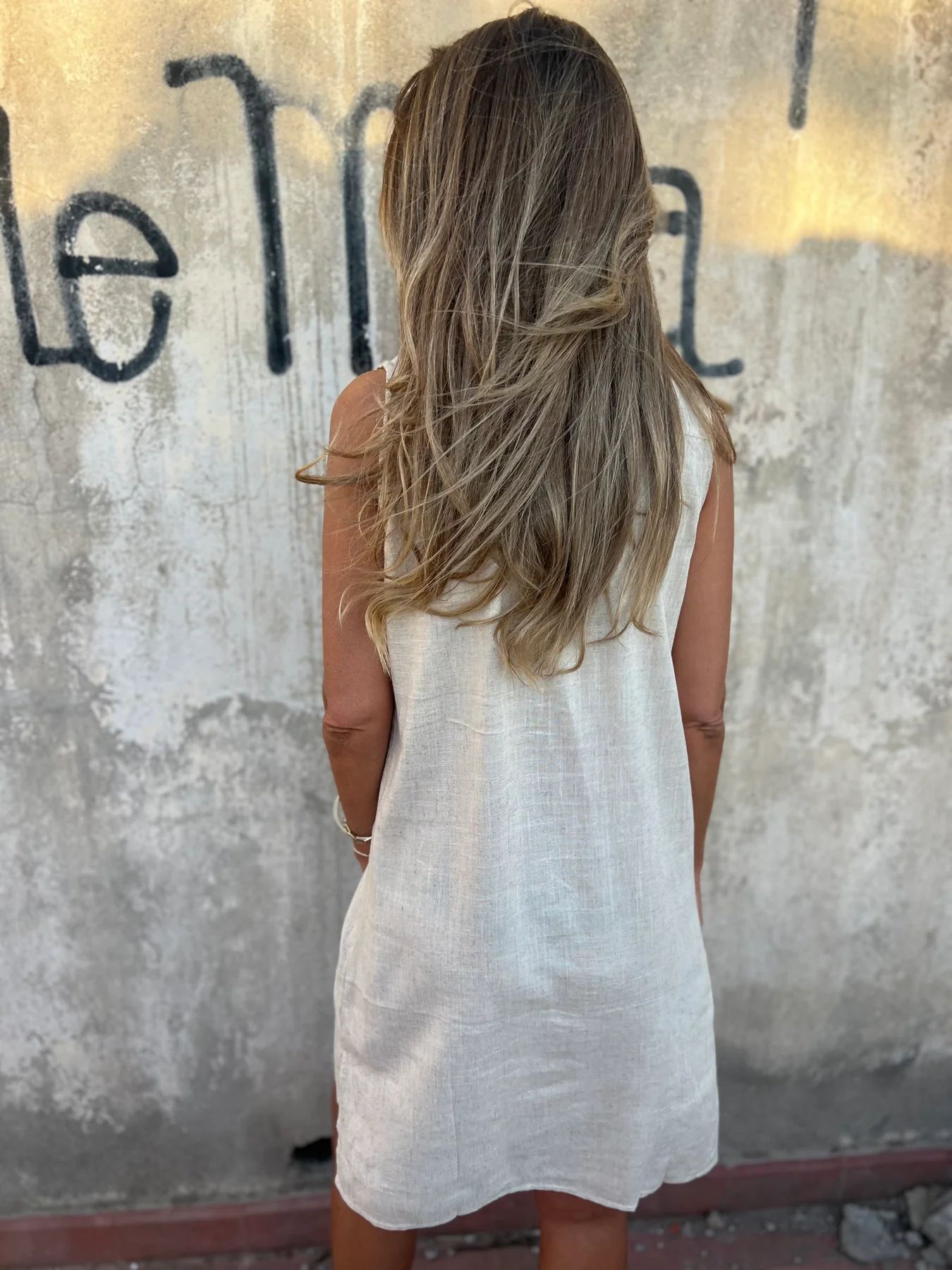 Dámské jednobarevné šaty z bavlny a lnu