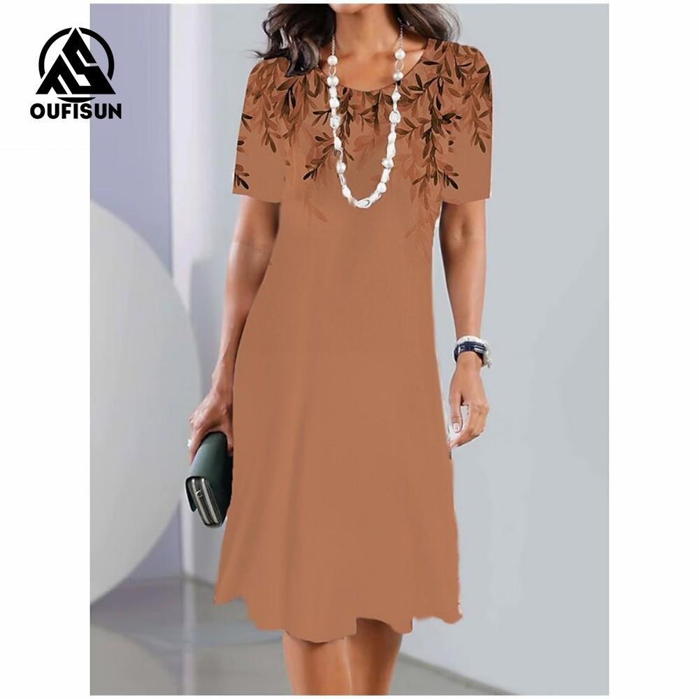 Módní maxi šaty s krátkým rukávem s květinovým potiskem Dlouhé šaty s motýlkem s květinovým vzorem