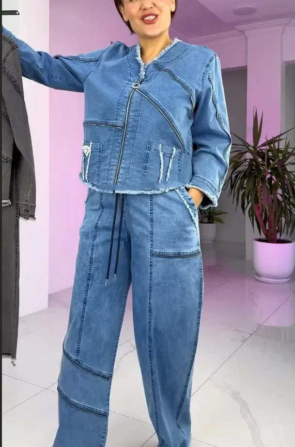 Dámský Vintage džínový oblek na zip