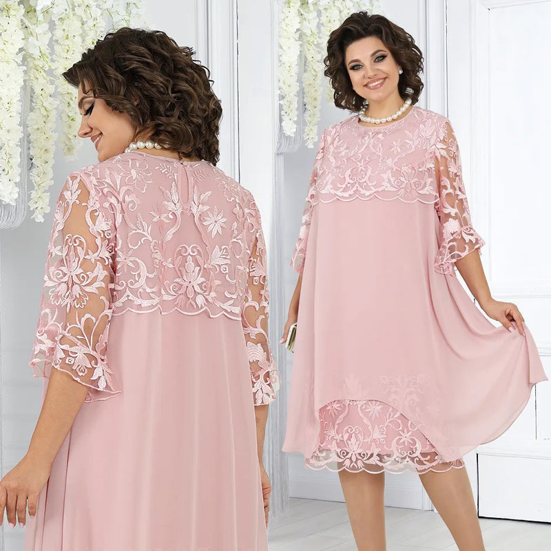 Dámské volné krajkové midi šaty