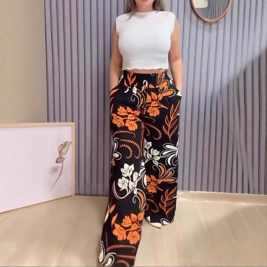 Letní kalhoty s širokými nohavicemi s potiskem pro rok 2025