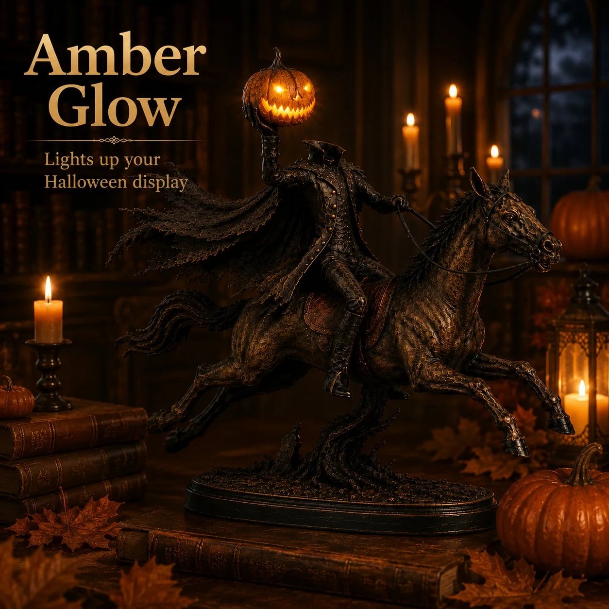LED figurka Půlnoční honička Bezhlavý jezdec – Halloweenská dekorace