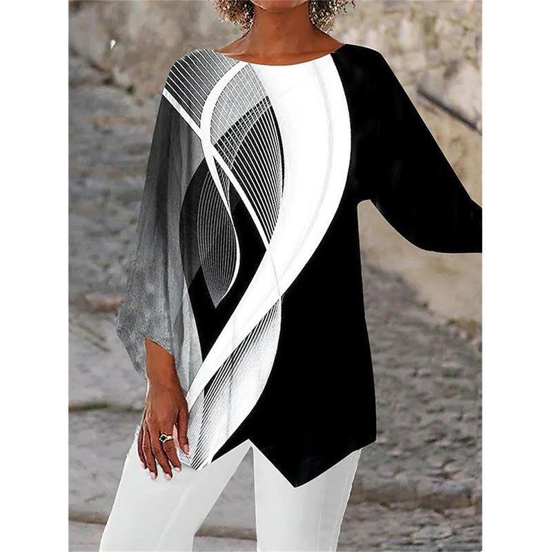 [S-5XL]Nové tričko s dlouhým rukávem a kulatým výstřihem s potiskem 2025