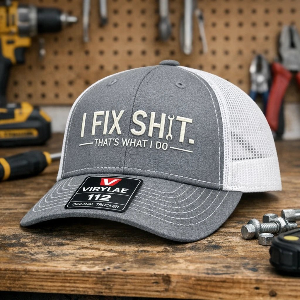 🛠️ Kšiltovka I Fix Shit Trucker – Vtipná čepice mechanika a opraváře