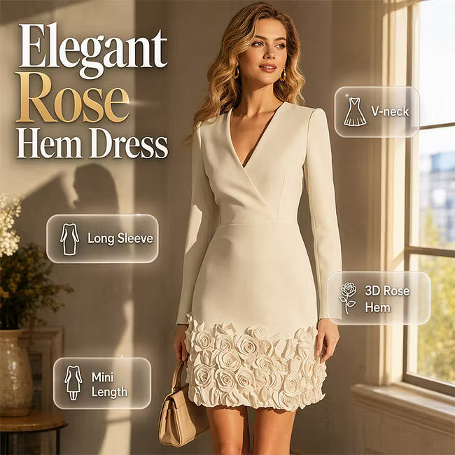 Elegantní dámské šaty s výstřihem do V a dlouhým rukávem