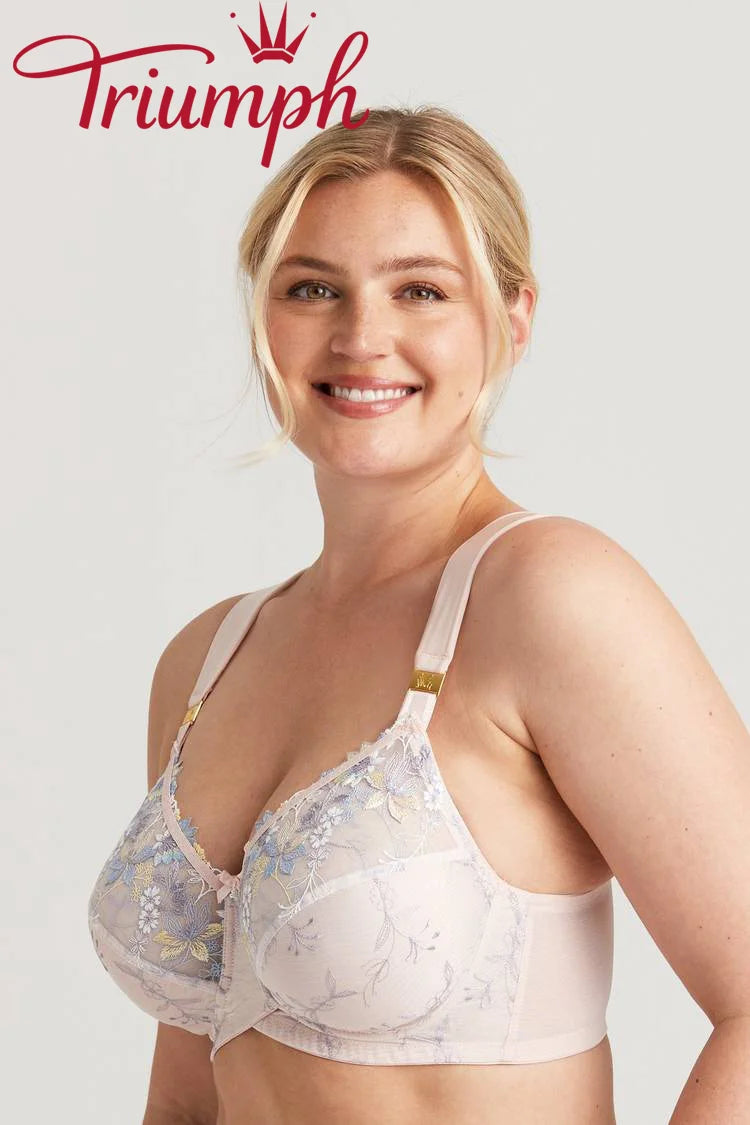 Triumph - 3 ks. (75A-120H) 💝- Romantická dvojitá podprsenka s výšivkou