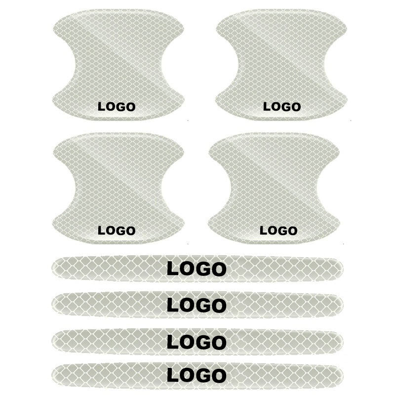 Samolepka na kliku dveří auta (výplň dveří + protikolizní lišta / sada 8 ks)