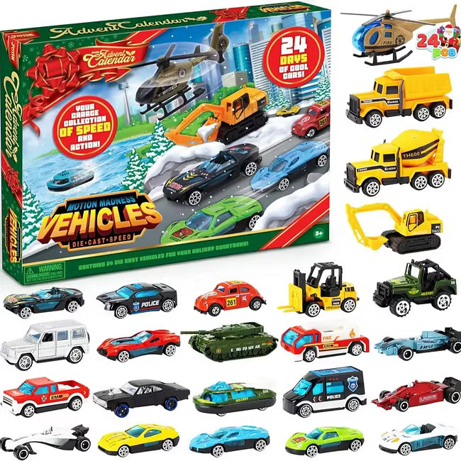 🔥Poslední den 50% SLEVA - 🚗🎁Vánoční adventní kalendář 2026 | ✨24denní odpočítávací kalendář - sada odlitků autíček