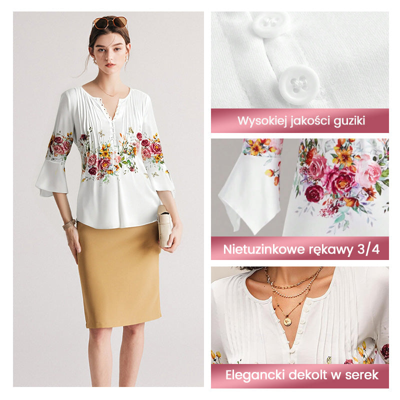 🌺 Dámská košile s potiskem a výstřihem do V✨