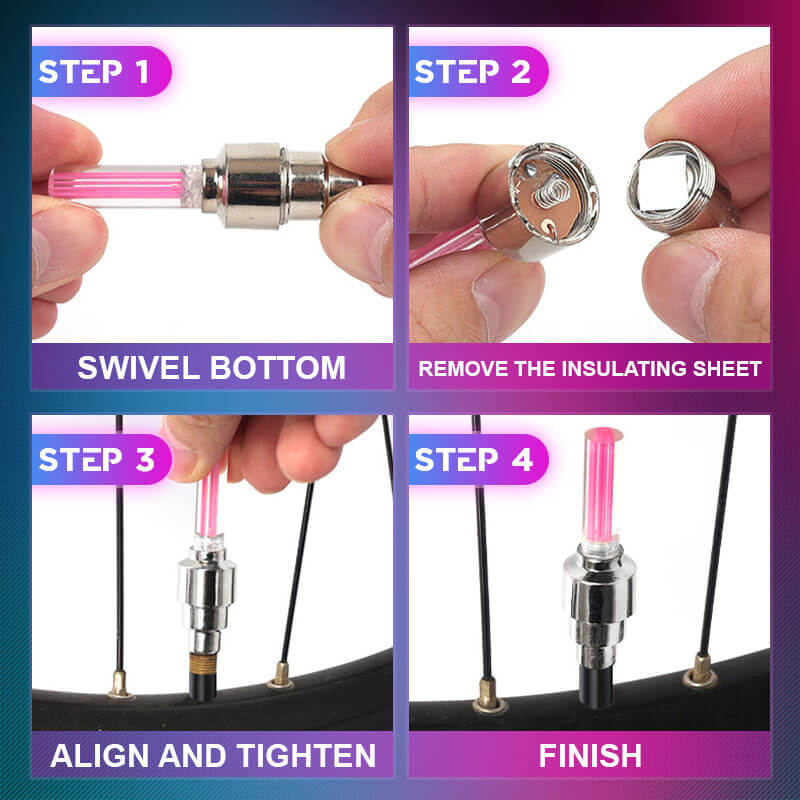 🌈 💡 Voděodolná LED světla na kola 【✨ 1+3 zdarma】