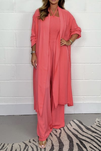 🎁Nejlepší dárek ke Dni matek-🔥2024 Módní dámský dvoudílný overal se širokými nohavicemi bez zad💕