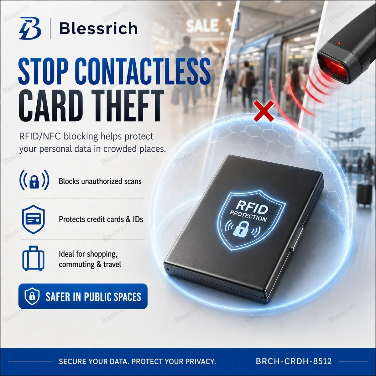 Držák kovových karet s RFID blokováním