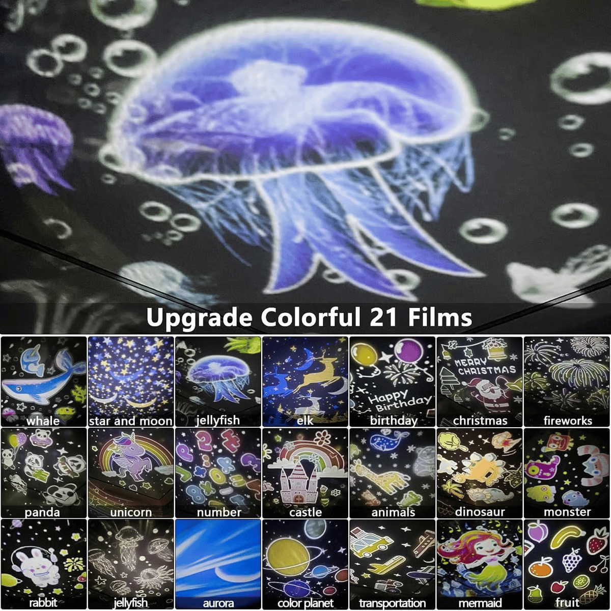 🎃👻AKCE POSLEDNÍCH DNŮ – SLEVA 50 %💜Projektorová noční lampička pro děti 15 filmů🔋Nabíjení typu C