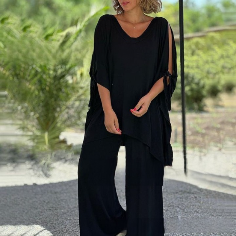 💝 Dámský dvoudílný ležérní volný top s širokými nohavicemi