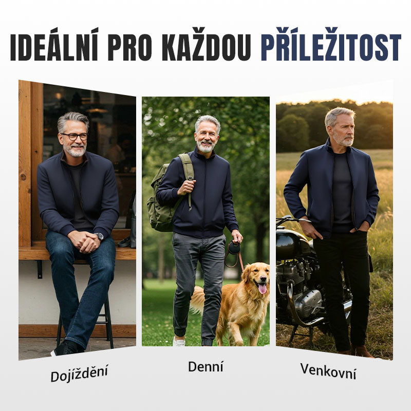 Pánská jednobarevná teplá bunda na zip –💪Odolná proti zmačkání, větru, dešti a sněhu!