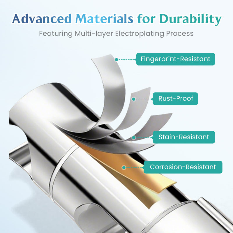 🔥Nejjednodušší použití🔥Sprchová tyč a sprchová hlavice, které lze nainstalovat bez nářadí.